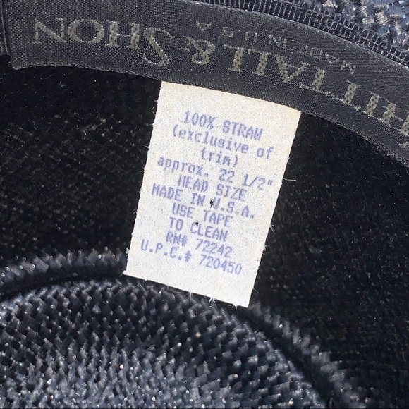 Vintage Whittall & Shon Black Straw Button Detail Made in USA Hat - Picture 8 of 12
